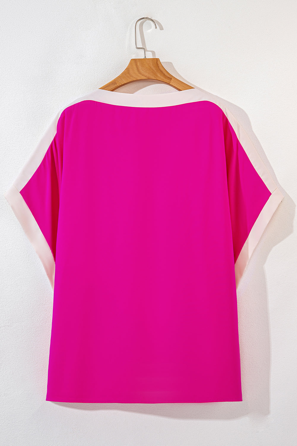 Rose Color Block Boat Neck Tunic Blouse