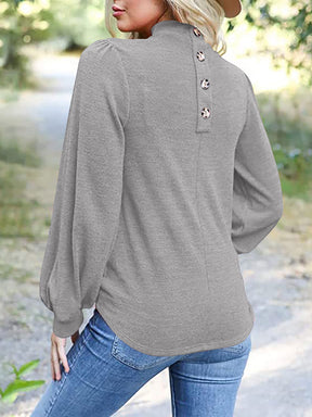 Full Size Mock Neck Long Sleeve T-Shirt-True and Wild