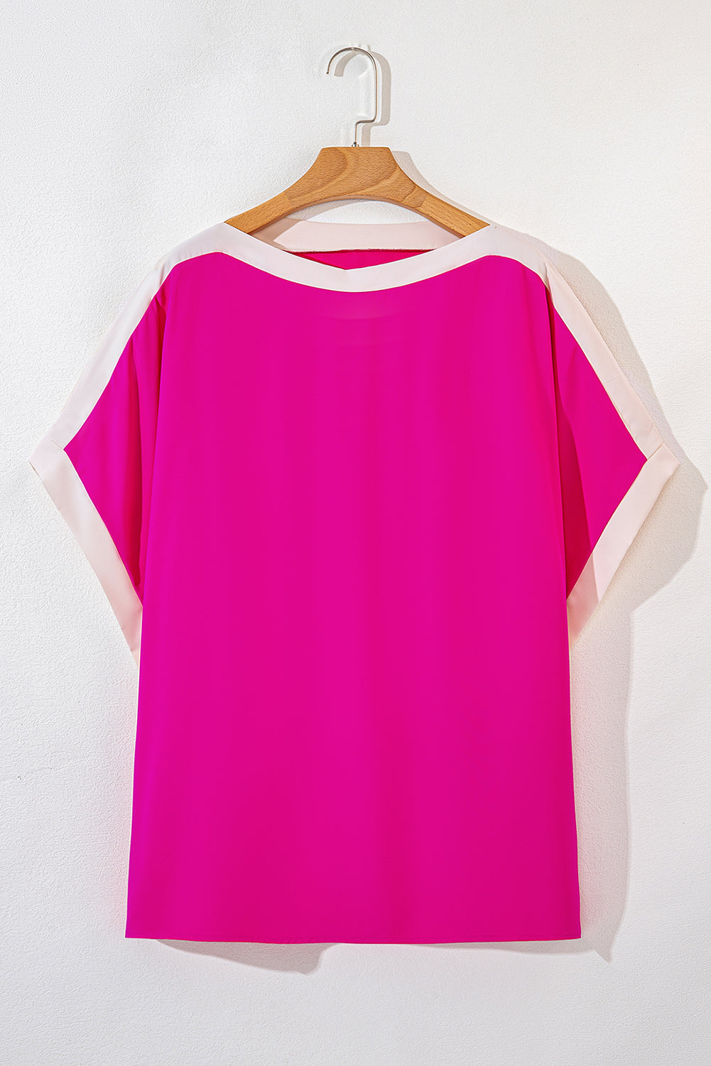 Rose Color Block Boat Neck Tunic Blouse