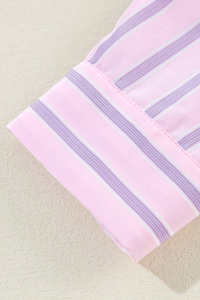 Pink Casual Stripe Chest Pocket Shirt-True and Wild