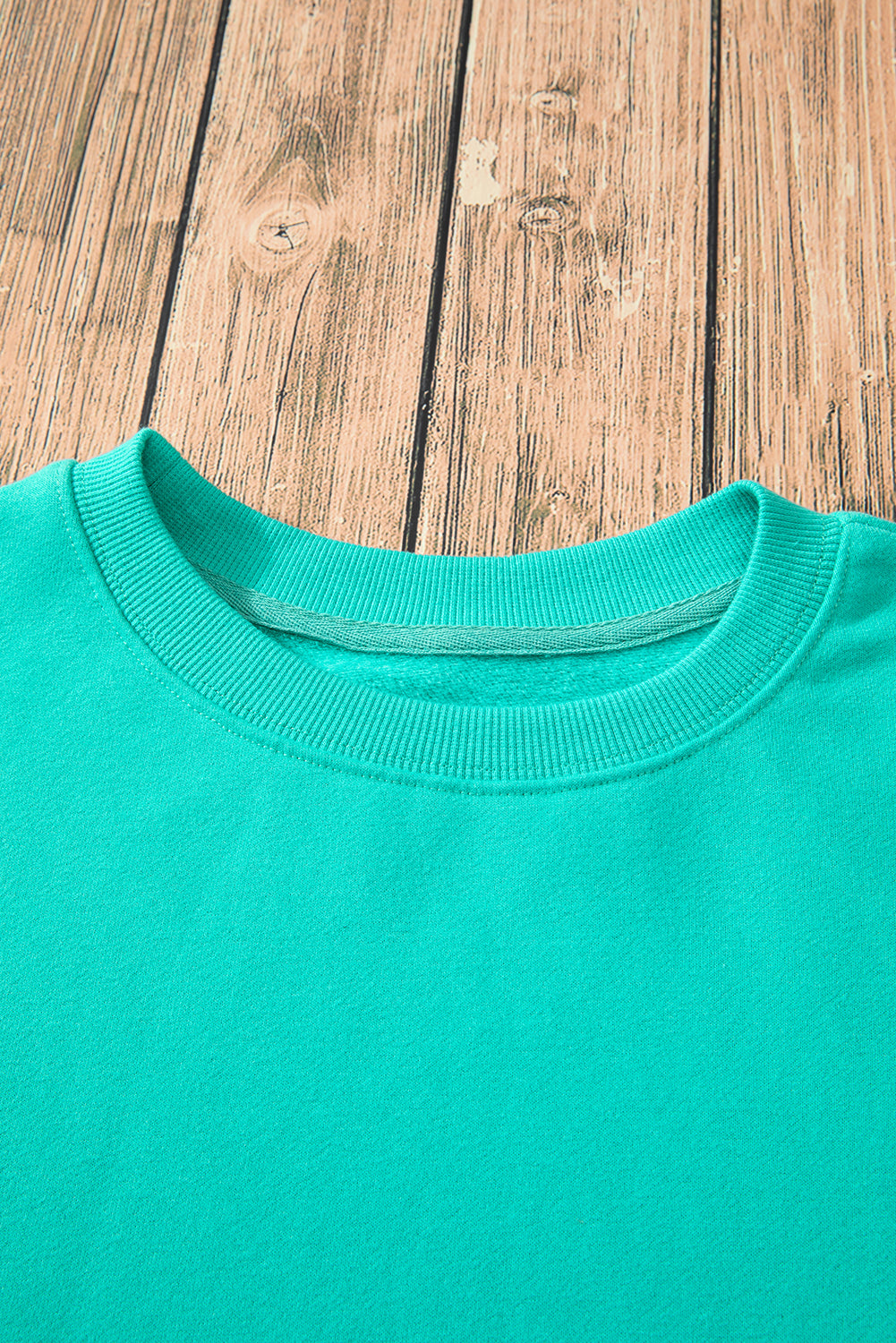 Aruba Blue Solid Color Drop Shoulder Terry Sweatshirt-True and Wild