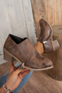 Coffee Suede Casual Ankle Boots-True and Wild