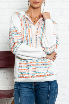 Multicolor V Neck Pullover Hoodie with Kangaroo Pocket-True and Wild