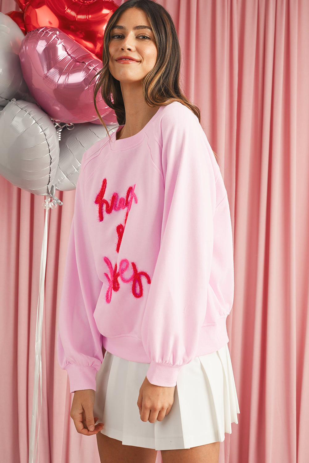 Pink Tinsel Hugs and Kisses Raglan Sleeve Sweatshirt-True and Wild