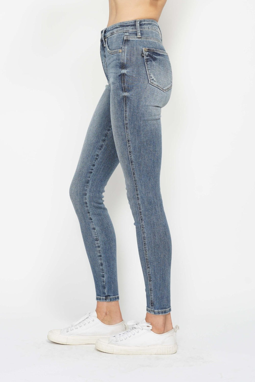 Judy Blue Full Size Tummy Control Contrast Wash Skinny Jeans-True and Wild