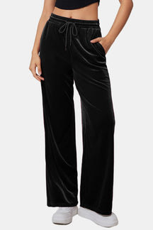 Drawstring Elastic Waist Straight Leg Pants-True and Wild